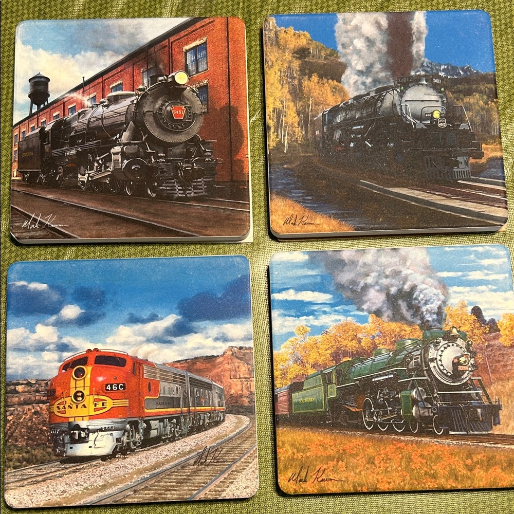 Vintage Train Coasters Set